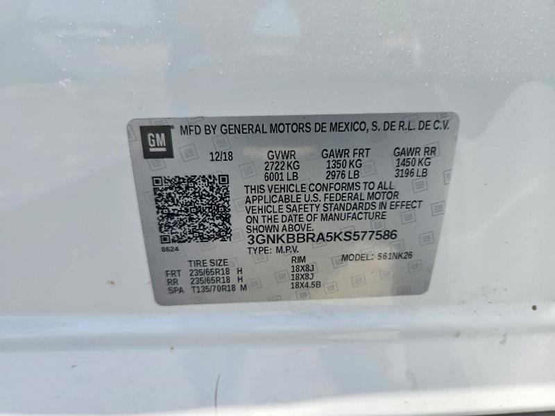59858026 :رقم المزاد ، 3GNKBBRA5KS577586 vin ، 2019 Chevrolet Blazer مزاد بيع