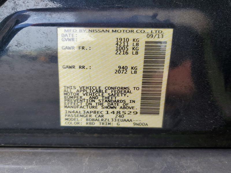 Продажа на аукционе авто 2014 Nissan Altima, vin: 1N4AL3AP8EC148529, номер лота: 63003876