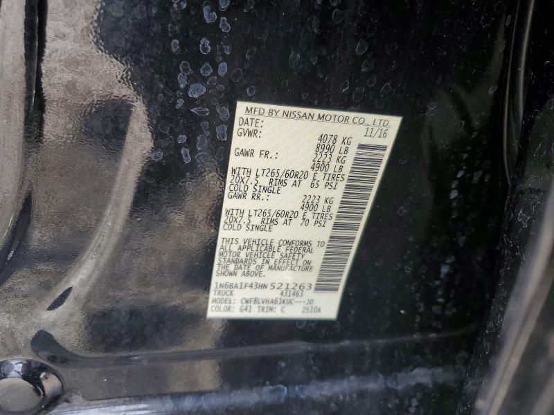 Продаж на аукціоні авто 2017 Nissan Titan Xd, vin: 1N6BA1F43HN521263, номер лоту: 62695216