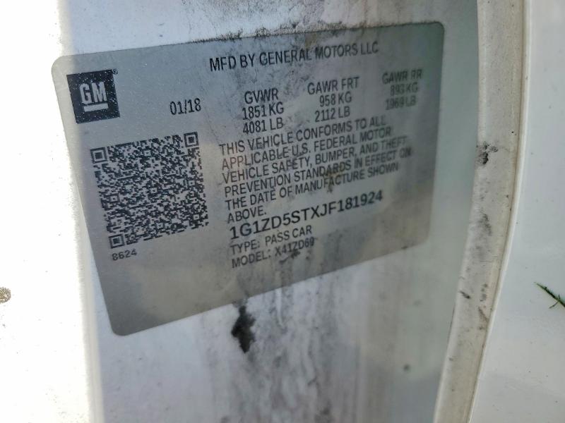 2018 Chevrolet Malibu მანქანა იყიდება აუქციონზე, vin: 1G1ZD5STXJF181924, აუქციონის ნომერი: 62460066