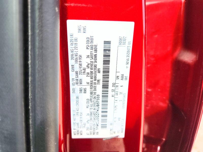 Aukcja sprzedaży 2019 Ford Escape, vin: 1FMCU0GD7KUB57333, numer aukcji: 60940286
