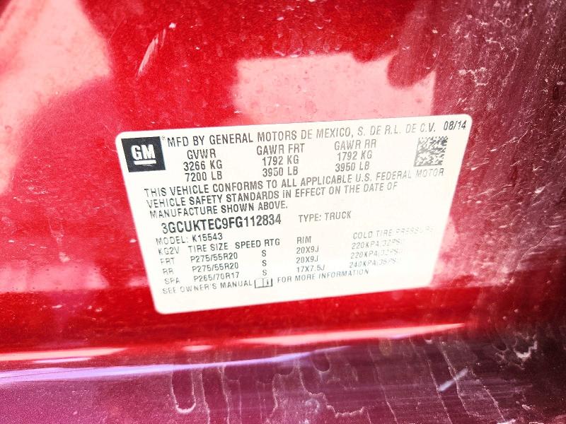 Auction sale of the 2015 Chevrolet Silverado, vin: 3GCUKTEC9FG112834, lot number: 62800596