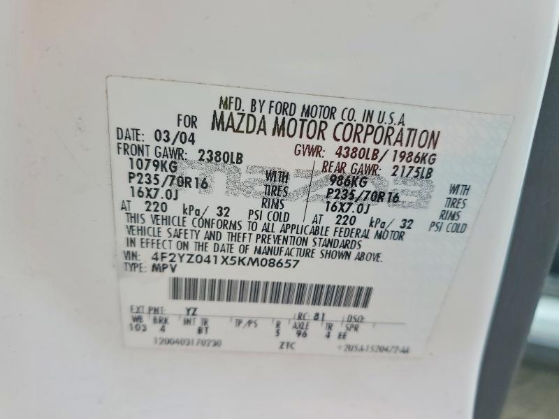 Продажа на аукционе авто 2005 Mazda Tribute, vin: 4F2YZ041X5KM08657, номер лота: 62906446