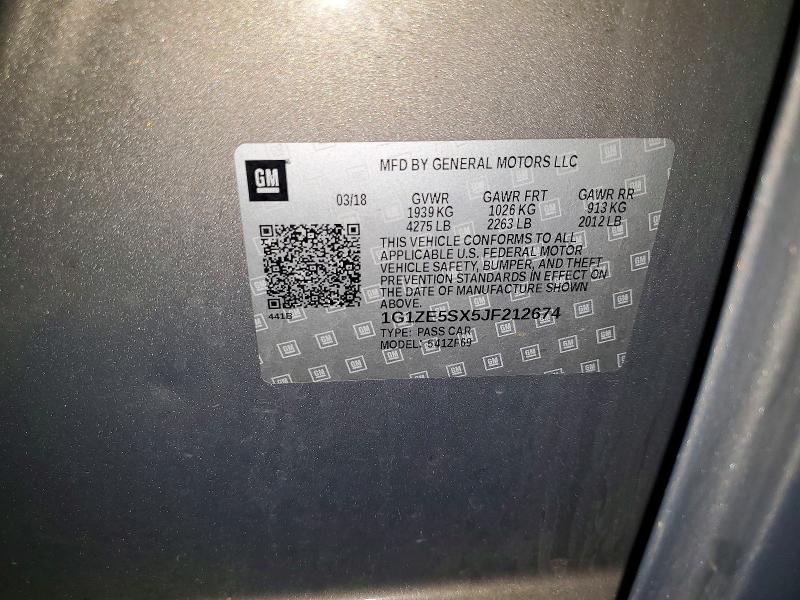 Продаж на аукціоні авто 2018 Chevrolet Malibu, vin: 1G1ZE5SX5JF212674, номер лоту: 63193546