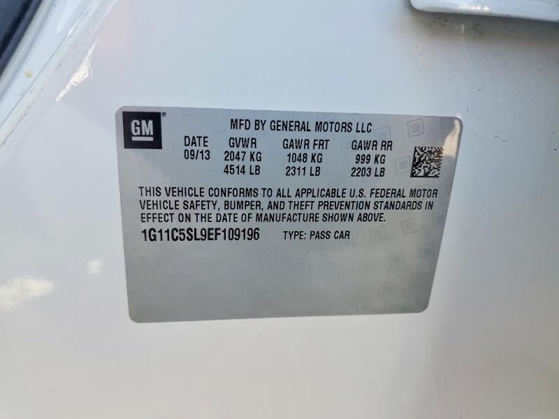 2014 Chevrolet Malibu მანქანა იყიდება აუქციონზე, vin: 1G11C5SL9EF109196, აუქციონის ნომერი: 61904746