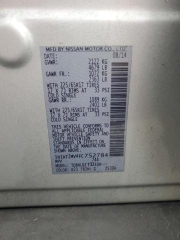 Продажа на аукционе авто 2015 Nissan Rogue, vin: 5N1AT2MV4FC752784, номер лота: 62569806