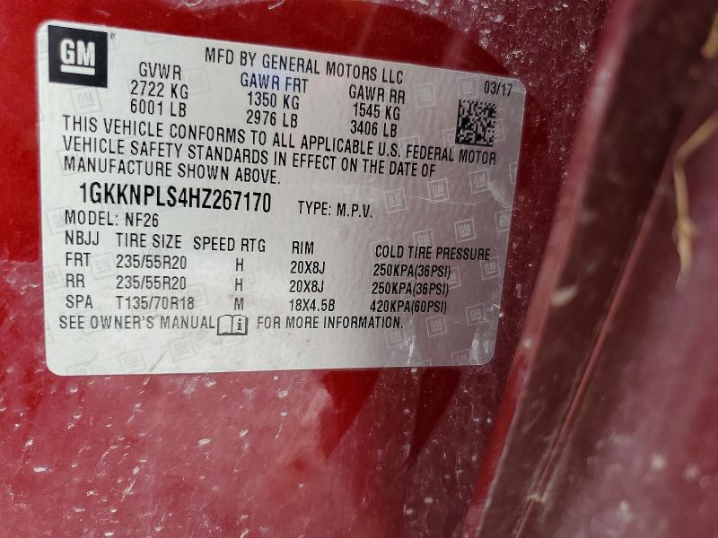2017 Gmc Acadia მანქანა იყიდება აუქციონზე, vin: 1GKKNPLS4HZ267170, აუქციონის ნომერი: 61436936