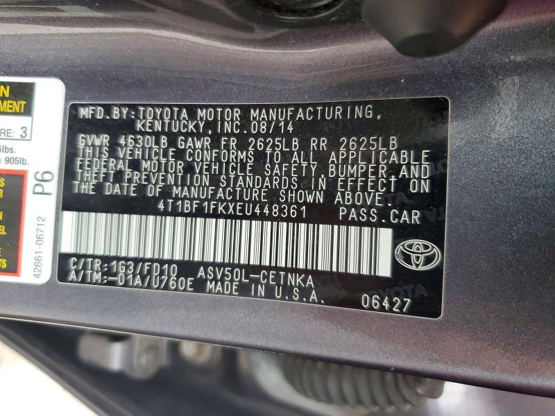 Aukcja sprzedaży 2014 Toyota Camry, vin: 4T1BF1FKXEU448361, numer aukcji: 60417026