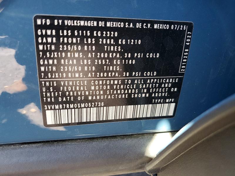 Aukcja sprzedaży 2025 Volkswagen Tiguan, vin: 3VVMR7RM0SM052736, numer aukcji: 60527516