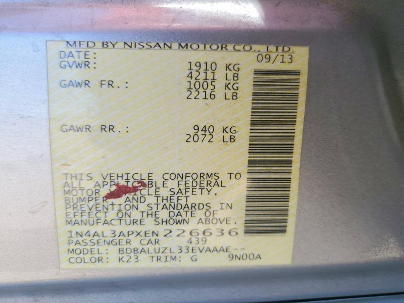 Продаж на аукціоні авто 2014 Nissan Altima, vin: 1N4AL3APXEN226636, номер лоту: 62664636