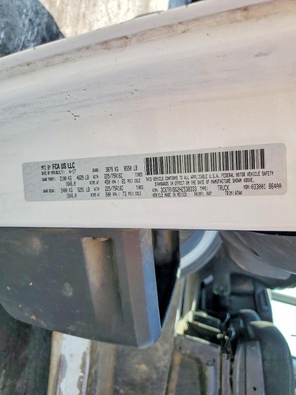 63131436 :رقم المزاد ، 3C6TRVBG2HE538333 vin ، 2017 Ram Promaster 1500 مزاد بيع