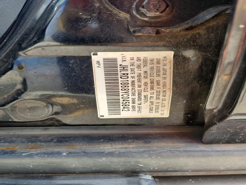 2000 Honda Cr-v მანქანა იყიდება აუქციონზე, vin: JHLRD1868YC045842, აუქციონის ნომერი: 61005916