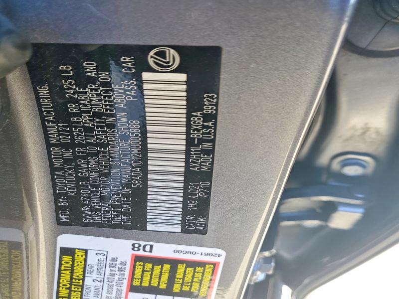 Aukcja sprzedaży 2021 Lexus Es, vin: 58ADA1C12MU005888, numer aukcji: 61667246
