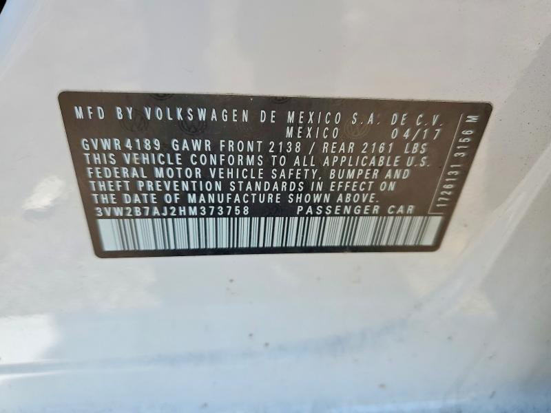Продаж на аукціоні авто 2017 Volkswagen Jetta, vin: 3VW2B7AJ2HM373758, номер лоту: 58449516