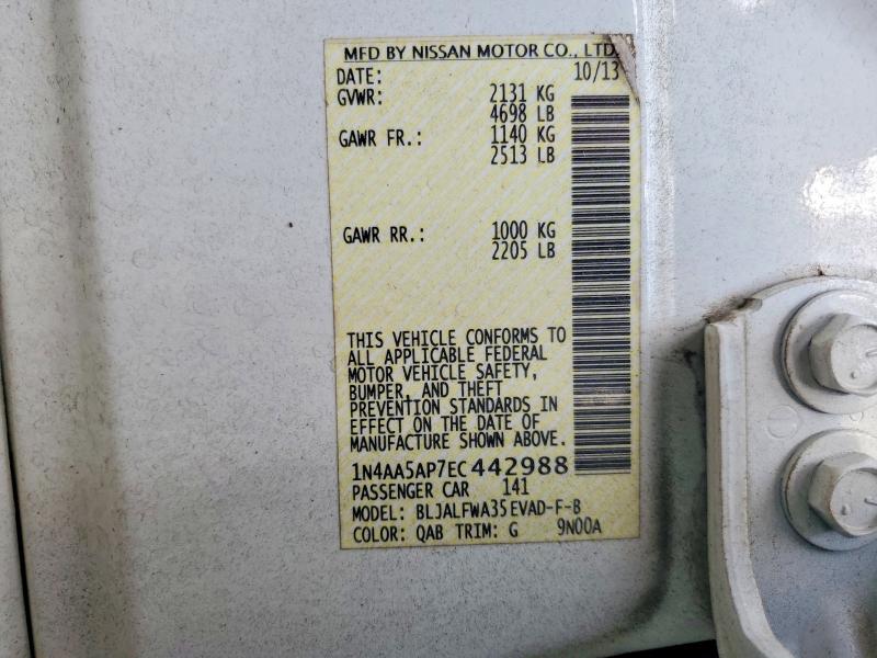 2014 Nissan Maxima მანქანა იყიდება აუქციონზე, vin: 1N4AA5AP7EC442988, აუქციონის ნომერი: 59256266