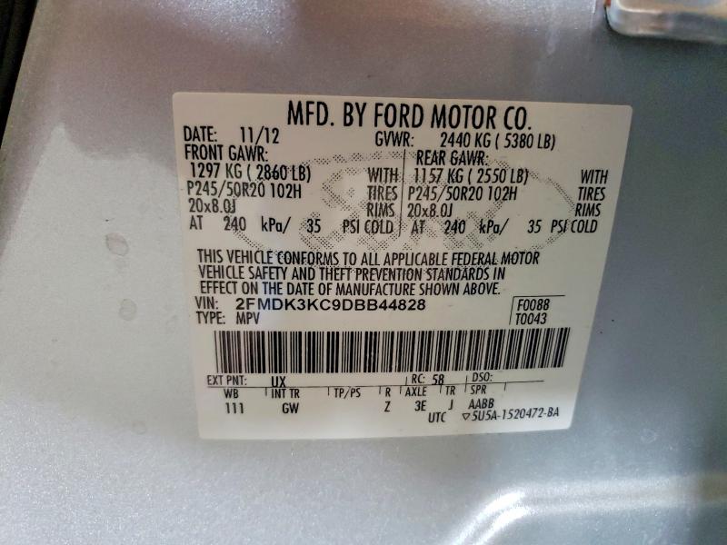 2013 Ford Edge მანქანა იყიდება აუქციონზე, vin: 2FMDK3KC9DBB44828, აუქციონის ნომერი: 62800236