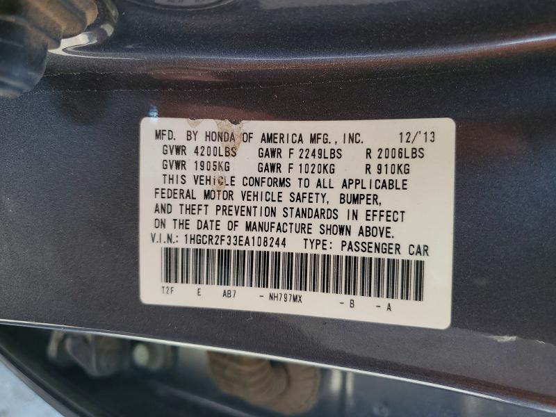 Aukcja sprzedaży 2014 Honda Accord, vin: 1HGCR2F33EA108244, numer aukcji: 62803306