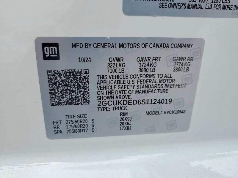 Продажа на аукционе авто 2025 Chevrolet Silverado, vin: 2GCUKDED6S1124019, номер лота: 59898156