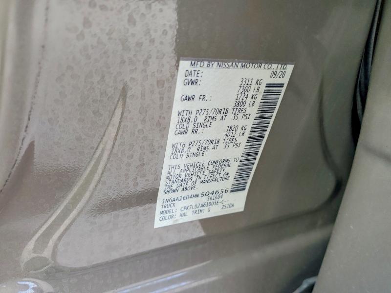 Продаж на аукціоні авто 2021 Nissan Titan, vin: 1N6AA1ED4MN504656, номер лоту: 62625576