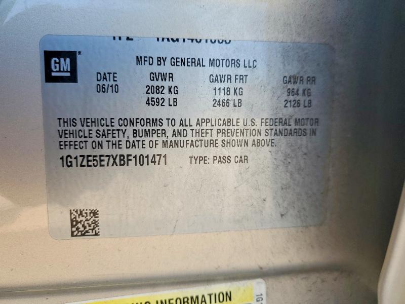 61606636 :رقم المزاد ، 1G1ZE5E7XBF101471 vin ، 2011 Chevrolet Malibu مزاد بيع