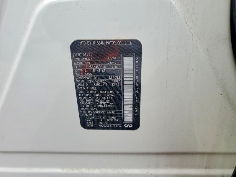 Aukcja sprzedaży 2021 Infiniti Qx50, vin: 3PCAJ5DB5MF124282, numer aukcji: 63107156
