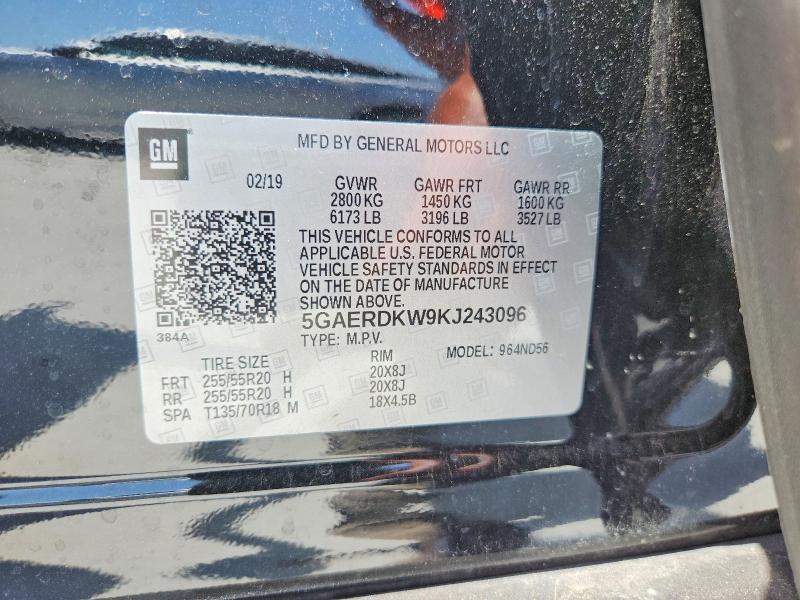 61979906 :رقم المزاد ، 5GAERDKW9KJ243096 vin ، 2019 Buick Enclave مزاد بيع