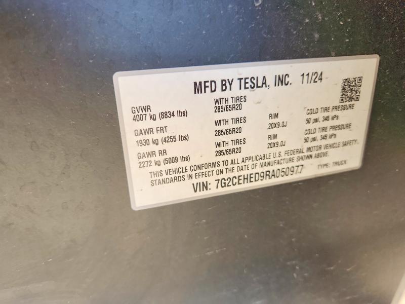 59655506 :رقم المزاد ، 7G2CEHED9RA050977 vin ، 2024 Tesla Cybertruck مزاد بيع