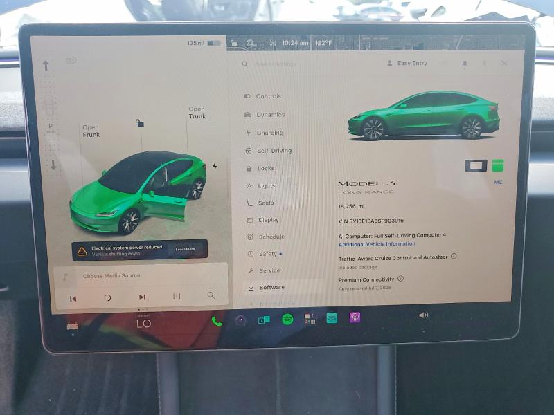 Aukcja sprzedaży 2025 Tesla Model 3, vin: 5YJ3E1EA3SF903916, numer aukcji: 59308156