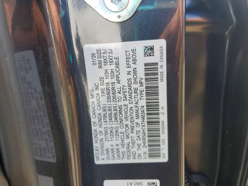 2026 Honda Cr-v მანქანა იყიდება აუქციონზე, vin: 2HKRS4H7XTH463474, აუქციონის ნომერი: 61372636