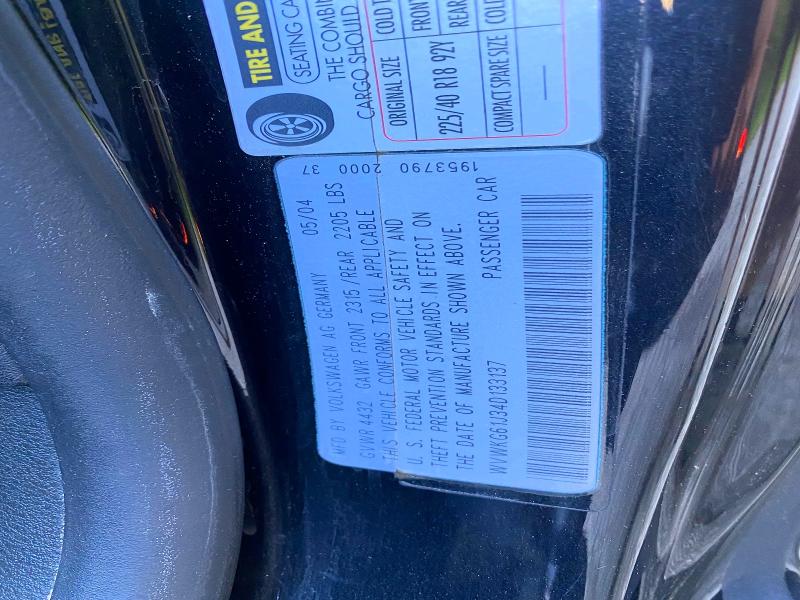 Продажа на аукционе авто 2004 Volkswagen R32, vin: WVWKG61J34D133137, номер лота: 59907976