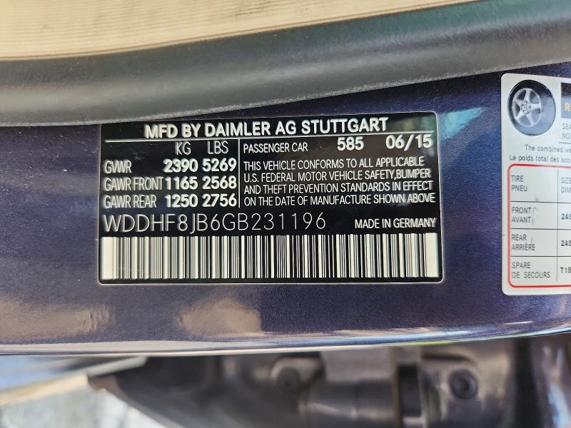 Продажа на аукционе авто 2016 Mercedes-benz E, vin: WDDHF8JB6GB231196, номер лота: 62836696