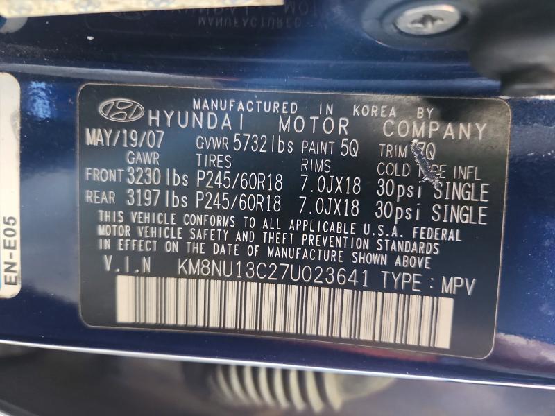 Aukcja sprzedaży 2007 Hyundai Veracruz, vin: KM8NU13C27U023641, numer aukcji: 63245996