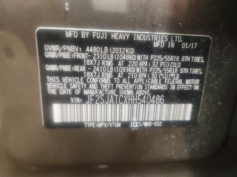 60193706 :رقم المزاد ، JF2SJATCXHH540486 vin ، 2017 Subaru Forester مزاد بيع