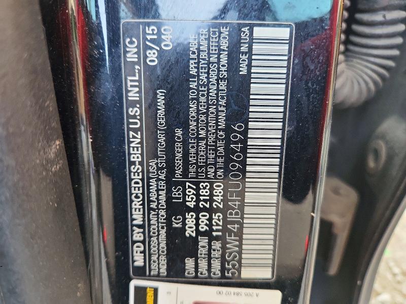 59287266 :رقم المزاد ، 55SWF4JB4FU096496 vin ، 2015 Mercedes-benz C مزاد بيع