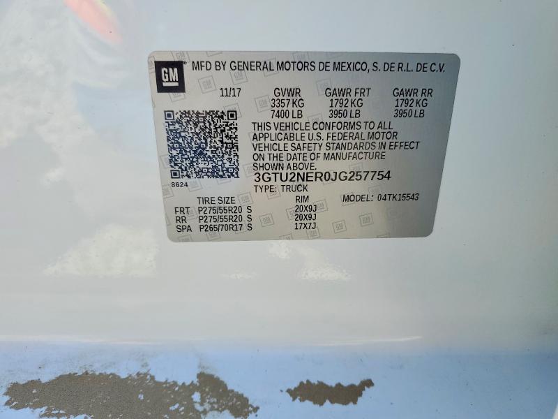 Aukcja sprzedaży 2018 Gmc Sierra, vin: 3GTU2NER0JG257754, numer aukcji: 60700786