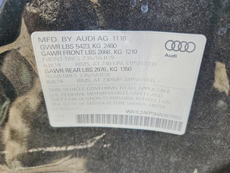 Продаж на аукціоні авто 2017 Audi Q5, vin: WA1L2AFP3HA087992, номер лоту: 63530946
