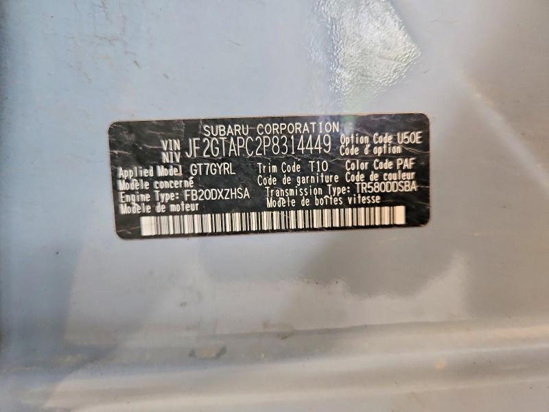 Aukcja sprzedaży 2023 Subaru Crosstrek, vin: JF2GTAPC2P8314449, numer aukcji: 61843836