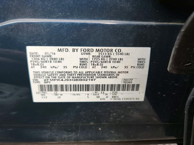 Aukcja sprzedaży 2016 Ford Edge, vin: 2FMPK4J93GBB02197, numer aukcji: 63120756