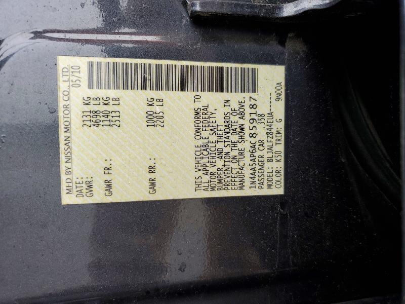Продажа на аукционе авто 2010 Nissan Maxima, vin: 1N4AA5AP6AC859187, номер лота: 61934146