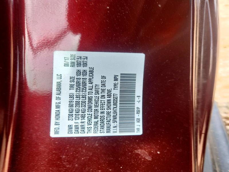 60186926 :رقم المزاد ، 5FNRL6H7XJB035277 vin ، 2018 Honda Odyssey مزاد بيع