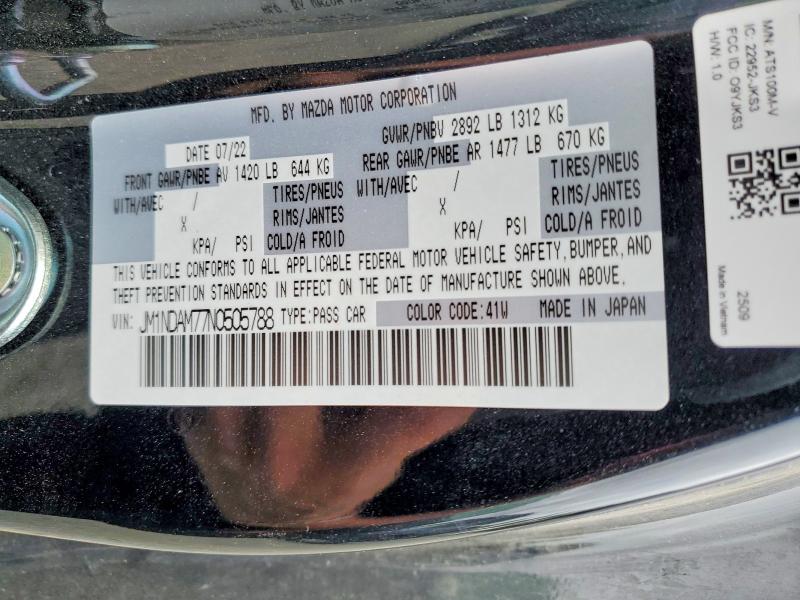 Aukcja sprzedaży 2022 Mazda Mx-5 Miata, vin: JM1NDAM77N0505788, numer aukcji: 60717646