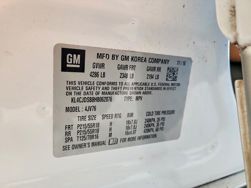 59225556 :رقم المزاد ، KL4CJDSB8HB062076 vin ، 2017 Buick Encore مزاد بيع