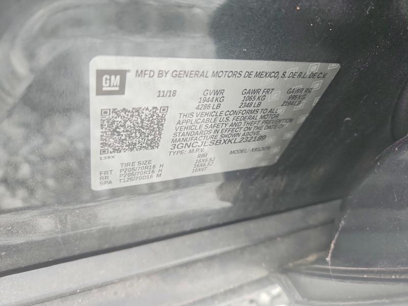 58359826 :رقم المزاد ، 3GNCJLSBXKL232189 vin ، 2019 Chevrolet Trax مزاد بيع