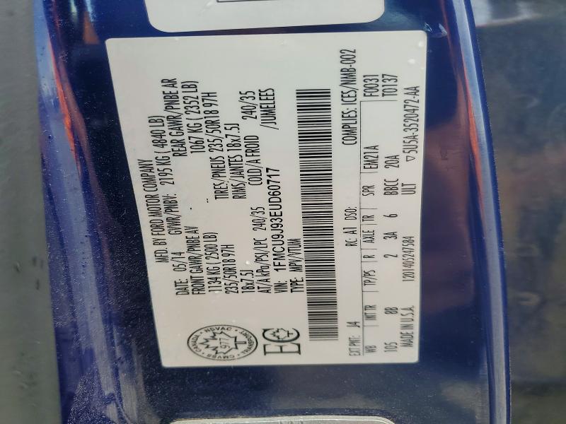 61250216 :رقم المزاد ، 1FMCU9J93EUD60717 vin ، 2014 Ford Escape مزاد بيع