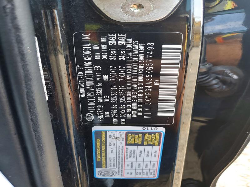 Aukcja sprzedaży 2019 Kia Sorento, vin: 5XYPG4A35KG577498, numer aukcji: 63112626