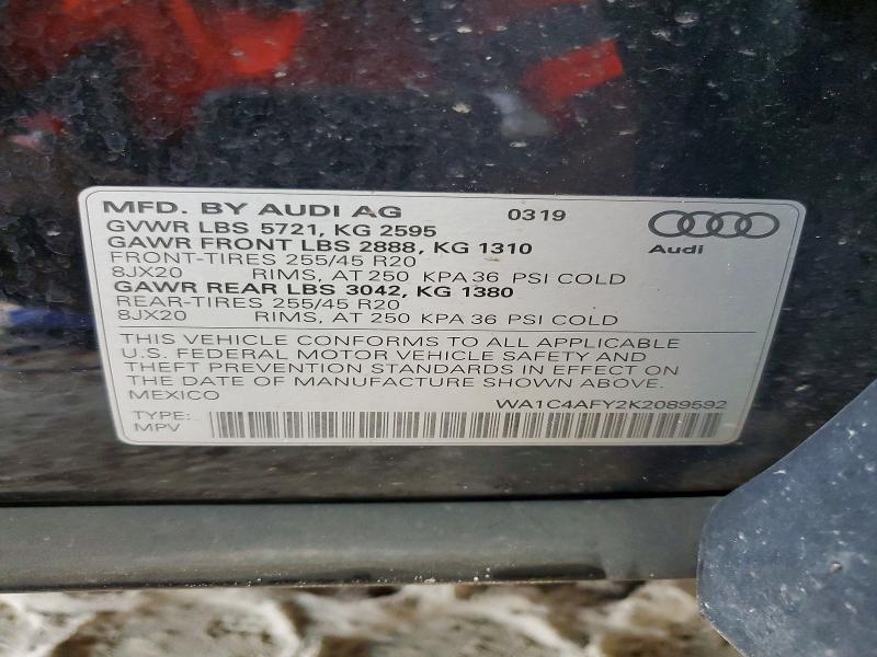Продажа на аукционе авто 2019 Audi Sq5, vin: WA1C4AFY2K2089592, номер лота: 62104326