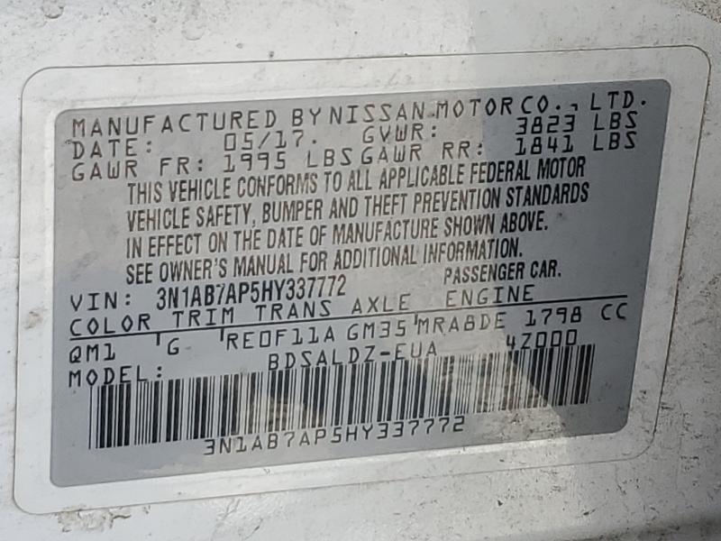 Aukcja sprzedaży 2017 Nissan Sentra, vin: 3N1AB7AP5HY337772, numer aukcji: 61758636