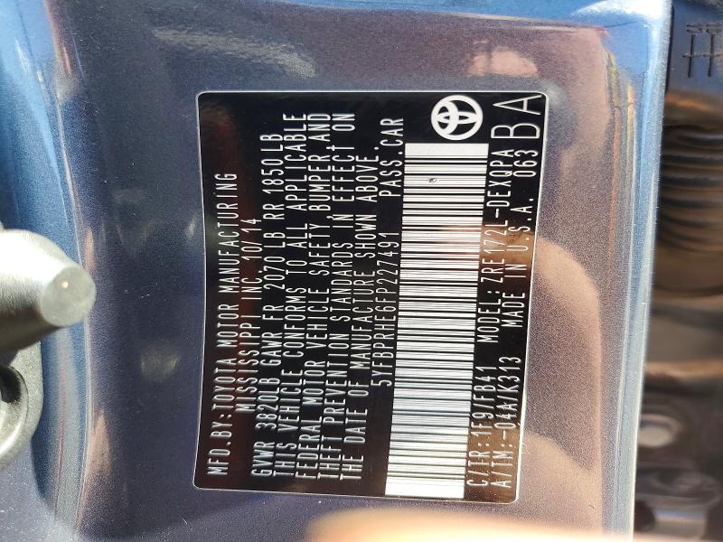 62488576 :رقم المزاد ، 5YFBPRHE6FP227491 vin ، 2015 Toyota Corolla مزاد بيع