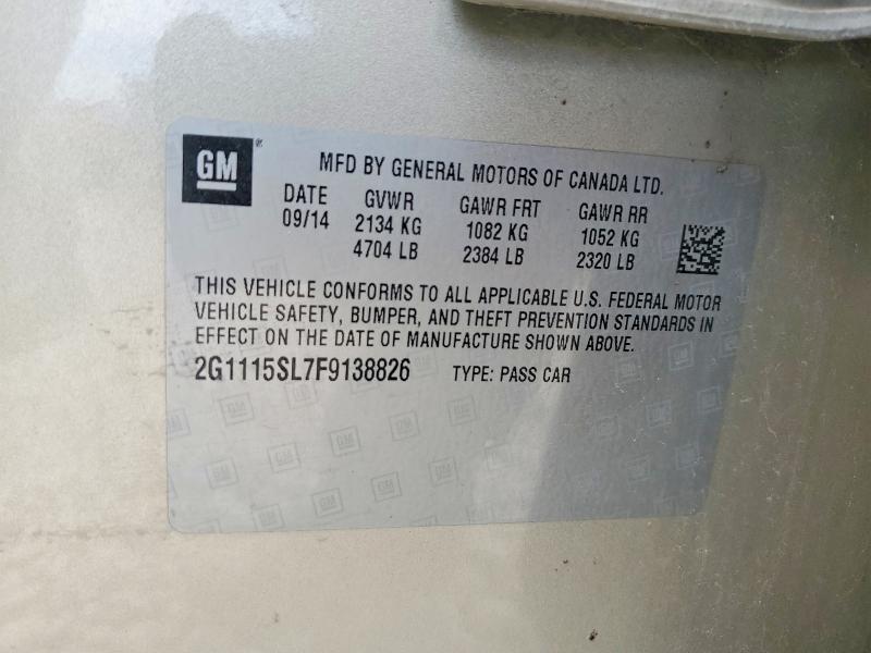 Aukcja sprzedaży 2015 Chevrolet Impala, vin: 2G1115SL7F9138826, numer aukcji: 61551106