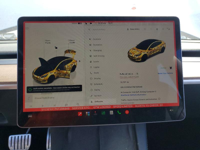 58469506 :رقم المزاد ، 5YJ3E1EC7NF356848 vin ، 2022 Tesla Model 3 مزاد بيع